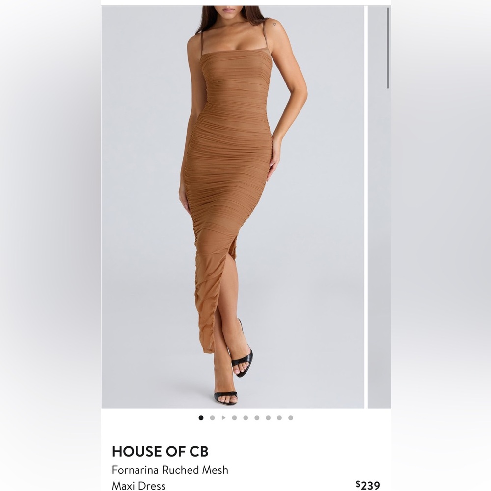 House of CB Fortina Ruched Mesh Dress